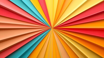 Fototapeta premium Vibrant Colorful Sunburst Spiral Abstract Geometric Background with Dynamic Diagonal Rays and Shapes