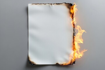 Burnt white paper edge fire effect flame.