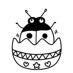 Cute cartoon doodle ladybug hand drawn 