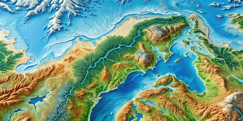 Fototapeta premium Lake Baikal Map - Detailed Geographic Overview