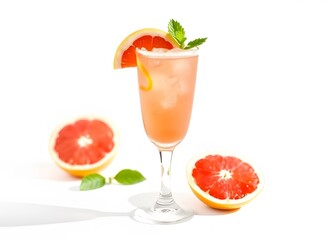 Refreshing Grapefruit Cocktail with Mint and Citrus Garnish
