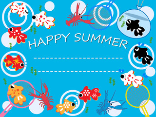 HAPPYSUMMER◆夏のイラスト■金魚＆ザリガニ