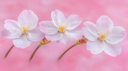 Delicate Cherry Blossom Flowers Against a Soft Pink Background in a Tranquil Natural Setting