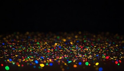 Multicolor bokeh, raining light, blurry lights, blurry background, rainbow confetti on a black background. Colorful bokeh lights abstract background with glowing light effects,612