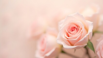 pink rose flowers for love romance background. Blurred background with three pink roses