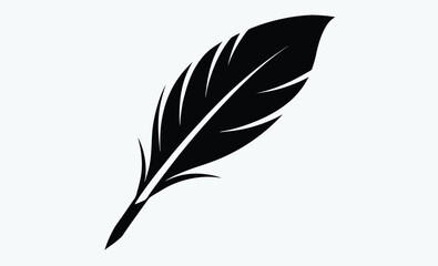 Obraz premium Bird feather silhouette, black feather vector illustration
