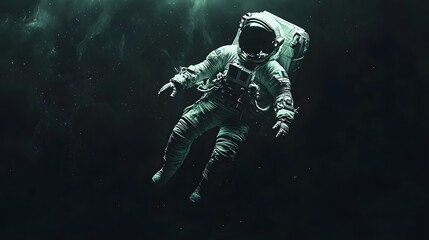 Fototapeta premium 31. A lone astronaut floating in a dark void