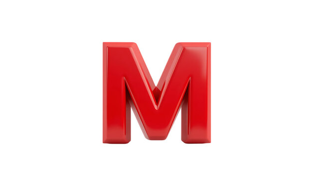 Red color 3d font M