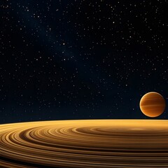 Fototapeta premium A podium standing on the rings of Saturn, with space stretching infinitely.
