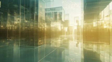 Fototapeta premium Abstract Glass Structures with Soft Lighting