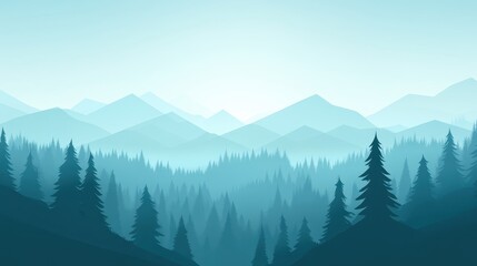 Obraz premium Misty Mountain Forest Landscape Panorama. (1)