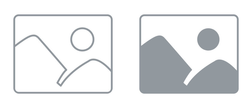 Flat picture placeholder symbol for the app, website, or user interface design. No found or available image in the gallery or album. No photo thumbnail graphic element. white background