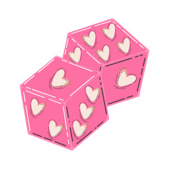 Pink Dice Featuring Heart Motifs, Romantic Vibes, and Playful Design Elements