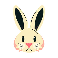 Minimalist Illustration of a Bunny Face with a Cute and Playful Style
