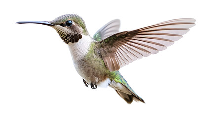 Fototapeta premium A hummingbird is flying in the air isolated on a white background