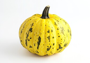 Speckled Yellow Pumpkin Close Up on White Background for Fall Themes