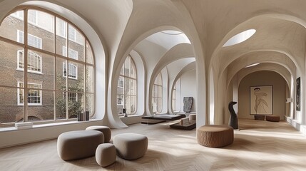Modern, arched interior design