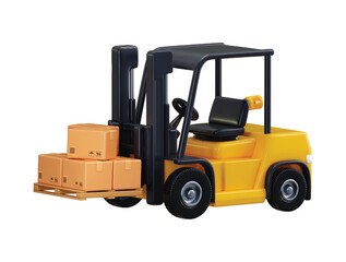 Forklift icon with cargo Delivery box 3d render concept of cargo container forklift, container delivery truck, transport container truck vector illustration