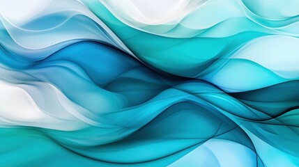 Fototapeta premium Dynamic flowing waves abstract design digital art cool tones aesthetic visual harmony