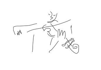 minimalist line art illustration of a violin icon