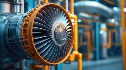 Fototapeta premium Energy Heat Recovery Concept, Advanced Heat Recovery Wheel in Air Handling Unit for Efficient Energy Recycling Systems