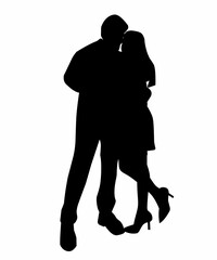 Silhouette of Passionate Couple in an Intimate Pose