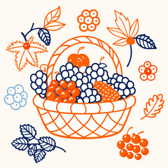 Fresh fruits and vegetables in a decorative basket  