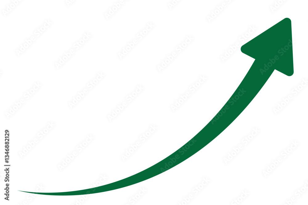 Canvas Prints a simple, green, curved arrow pointing to the right and down on a white background. direction symbol