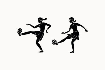 Woman Silhouettes of athletes running jumping and playing sports