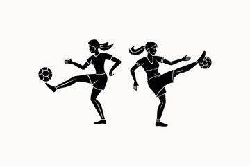 Woman Silhouettes of athletes running jumping and playing sports