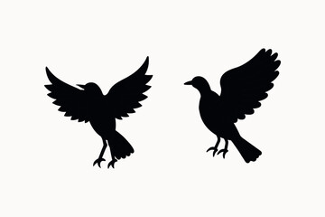 Flying birds silhouette vector illustration with wings spread in flight