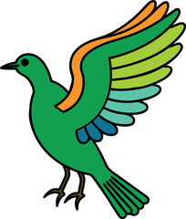 Flying bird vector illustration with wings spread in flight