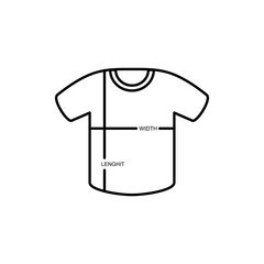 t-shirt size icon, simple flat style, illustration, logo sign symbol pictogram template, for ui or ux isolated on white for mobile app, editable