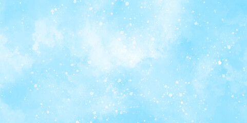 Abstract blue sky watercolor background. light blue bokeh glitter background on blurred texture. watercolor stain with hand paint pattern on blue splash with canvas. beautiful blue sky with cloud.