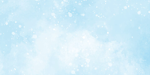 Abstract blue sky watercolor background. light blue bokeh glitter background on blurred texture. watercolor stain with hand paint pattern on blue splash with canvas. beautiful blue sky with cloud.
