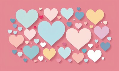 Arrangement of Pastel Hearts on Pink Background