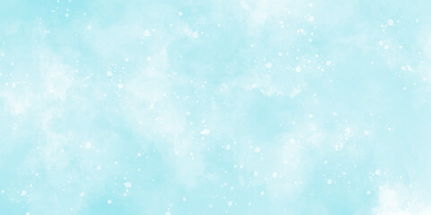 Abstract blue sky watercolor background. light blue bokeh glitter background on blurred texture. watercolor stain with hand paint pattern on blue splash with canvas. beautiful blue sky with cloud.