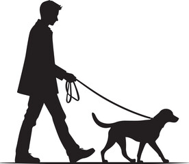 A Man walking with dog silhouette vector