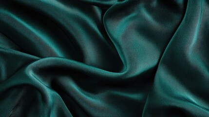 Obraz premium Abstract teal and emerald green fabric with delicate waves and luxurious folds, creating a smooth, elegant, and shimmering texture