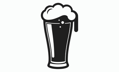 Beer glass icon, frothy mug silhouette vector illustration