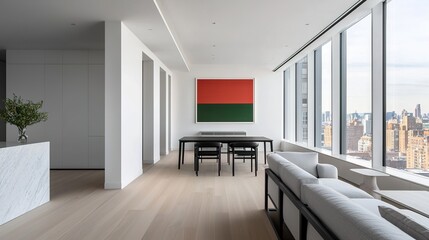 Fototapeta premium Chic minimalist condo chaos in urban setting gigapixel quality modern design serene environment