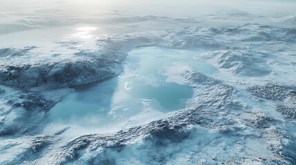 Obraz premium Stunning aerial shot of an icy tundra landscape covered in snow and frost high resolution wallpaper