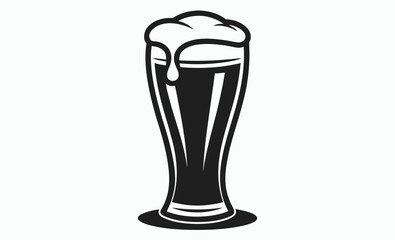 Beer glass icon, frothy mug silhouette vector illustration
