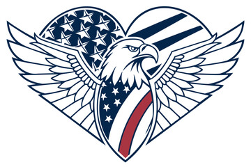 A winged heart vector art symbol of love, featuring angel and bird design elements