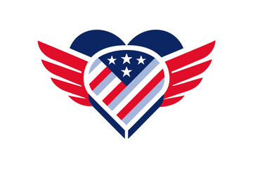 Patriotic Heart Logo American flag colors vector illustration isolated on a transparent background