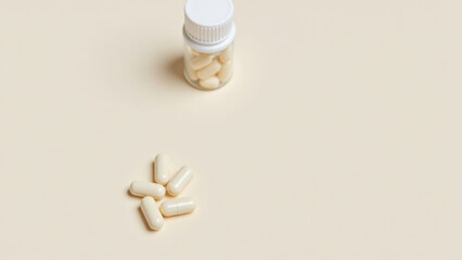 Magnesium glycinate capsules on tabletop.