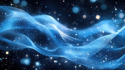 Obraz premium Blue energy wave, dark bokeh background, digital art, website design