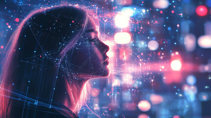 Futuristic digital background ideal for showcasing tech processes, neural networks, artificial intelligence