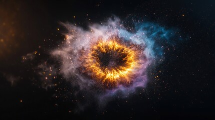 Obraz premium Abstract fiery explosion in space.