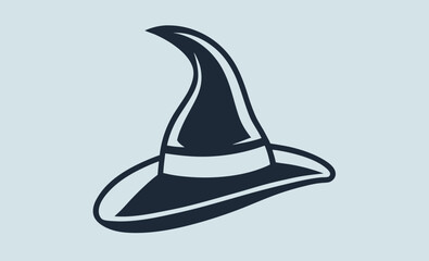 Witch hat silhouette, spooky Halloween hat vector illustration